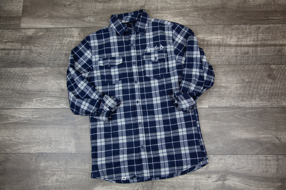 Men's Long Sleeve Blue Plaid Flannel Shirt – Wild Material