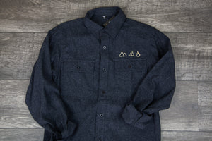 Men's Long Sleeve Solid Flannel Shirt - Charcoal