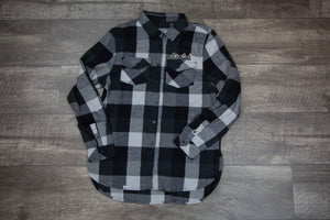 Ladies Long Sleeve Flannel - Grey Plaid