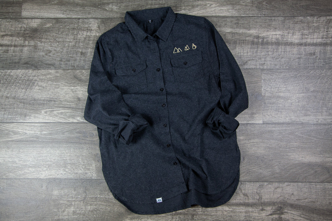 Ladies Long Sleeve Charcoal Flannel Shirt